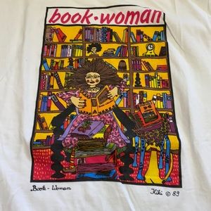 Vintage Book Woman Shirt 1989 Kiki Suarez Feminist Tee Pop Art 80s-XL